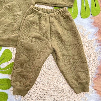 Conj. Blusa Dino com Capuz e Calça Matelasse - Verde Musgo